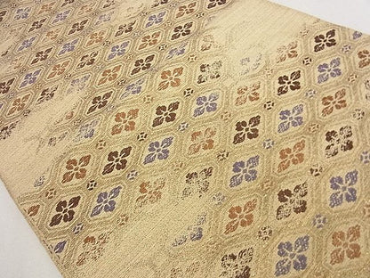 平和屋着物■アンティーク 大正ロマン 全通柄 京本袋帯 花菱文 金糸 逸品 du3928