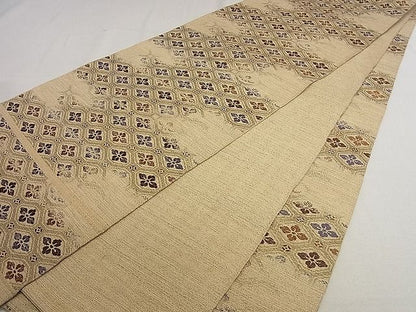 平和屋着物■アンティーク 大正ロマン 全通柄 京本袋帯 花菱文 金糸 逸品 du3928