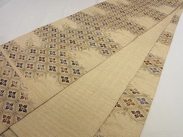 平和屋着物■アンティーク 大正ロマン 全通柄 京本袋帯 花菱文 金糸 逸品 du3928