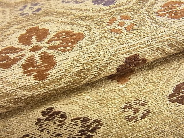 平和屋着物■アンティーク 大正ロマン 全通柄 京本袋帯 花菱文 金糸 逸品 du3928