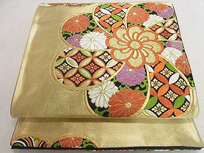 平和屋着物■六通柄袋帯 唐織 吉祥花文 金糸 逸品 du3927