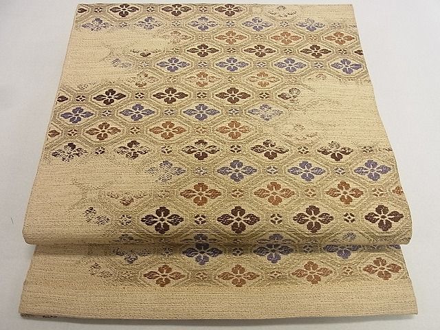 平和屋着物■アンティーク 大正ロマン 全通柄 京本袋帯 花菱文 金糸 逸品 du3928