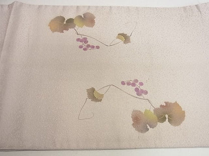 平和屋着物■太鼓柄袋帯 作家物 地紙草花文 金彩 逸品 du3931