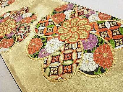 平和屋着物■六通柄袋帯 唐織 吉祥花文 金糸 逸品 du3927