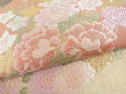 平和屋着物■六通太鼓柄袋帯 地紙花車文 金銀糸 引箔 逸品 ya0858