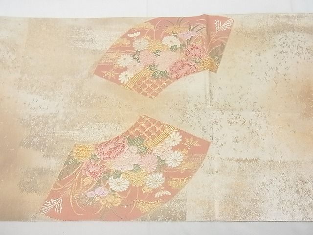平和屋着物■六通太鼓柄袋帯 地紙花車文 金銀糸 引箔 逸品 ya0858