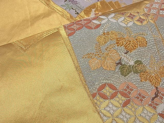 平和屋着物■六通柄袋帯　唐織　冊子草花文　金糸　引箔　逸品　dx0452