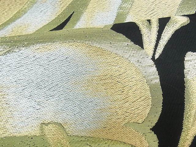 平和屋着物■六通柄袋帯 笹竹文 黒地 金糸 逸品 rt3412