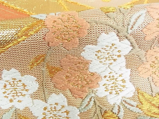 平和屋着物■佐賀錦 六通柄袋帯 飾花文 金糸 逸品 rt3434