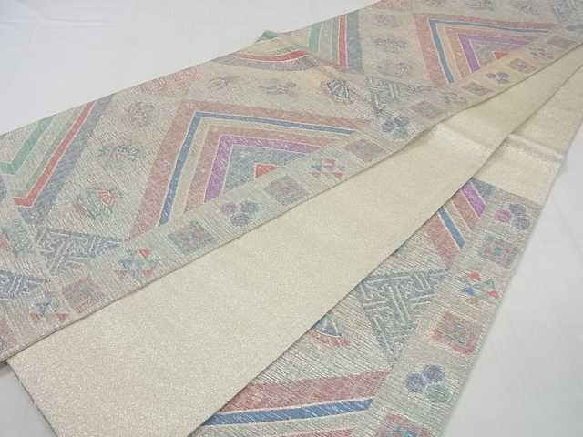 平和屋着物■六通柄袋帯 吉祥柄 舞蝶鳥文 銀糸 逸品 ma4606