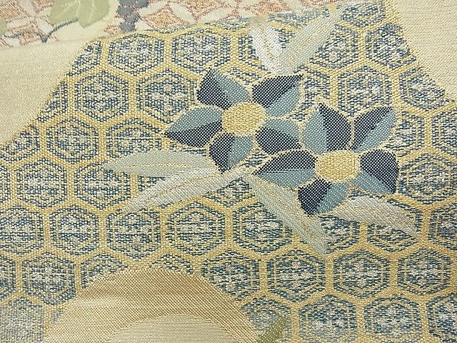 平和屋着物■六通柄袋帯 吉祥花文 金糸 逸品 jm3133
