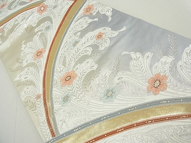 平和屋着物■六通柄袋帯 華模様 金銀糸 逸品 jm3151