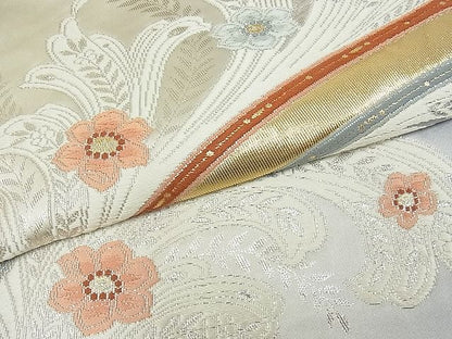平和屋着物■六通柄袋帯 華模様 金銀糸 逸品 jm3151