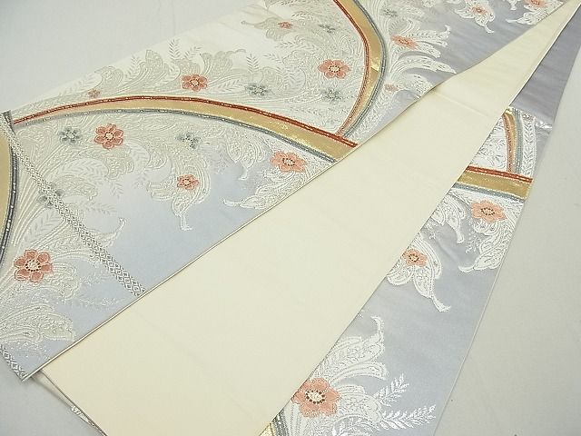 平和屋着物■六通柄袋帯 華模様 金銀糸 逸品 jm3151