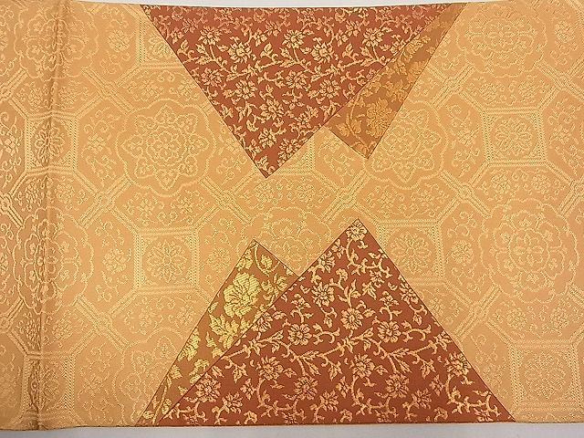 平和屋着物■太鼓柄袋帯 切嵌 花唐草文 金糸 逸品 jm3163