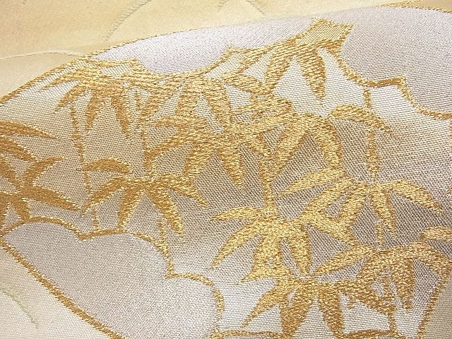 平和屋着物■六通柄袋帯 扇面草花文 金銀糸 逸品 jm3215