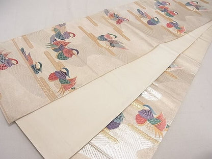 平和屋着物■六通柄袋帯 唐織 流水鴛鴦文 金銀糸 逸品 jm3214