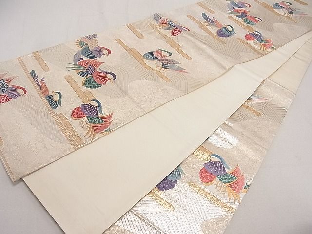 平和屋着物■六通柄袋帯 唐織 流水鴛鴦文 金銀糸 逸品 jm3214