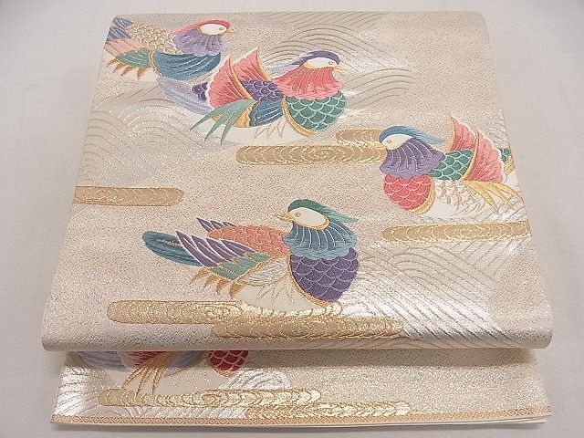 平和屋着物■六通柄袋帯 唐織 流水鴛鴦文 金銀糸 逸品 jm3214