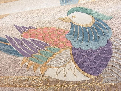 平和屋着物■六通柄袋帯 唐織 流水鴛鴦文 金銀糸 逸品 jm3214