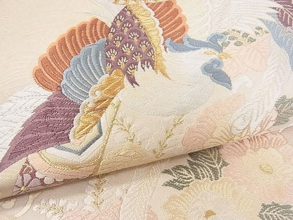 平和屋着物■六通柄袋帯 色紙鳳凰花文 金糸 逸品 ya0973