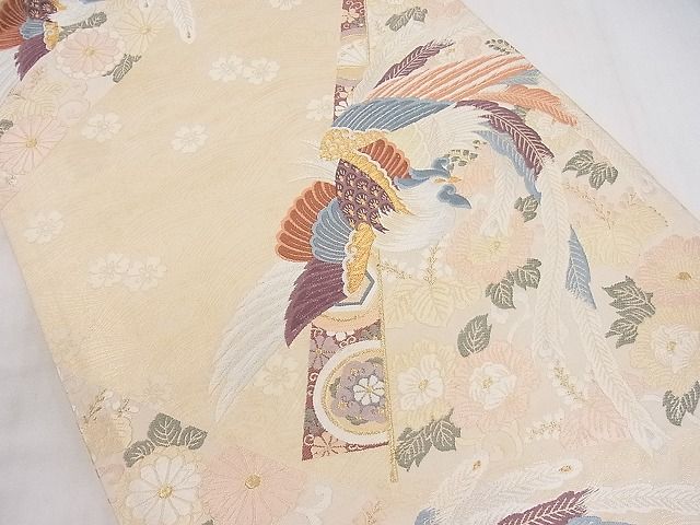 平和屋着物■六通柄袋帯 色紙鳳凰花文 金糸 逸品 ya0973