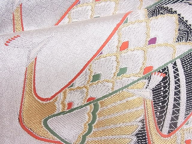 平和屋着物■六通柄袋帯 孔雀文 金銀糸 逸品 ya1013