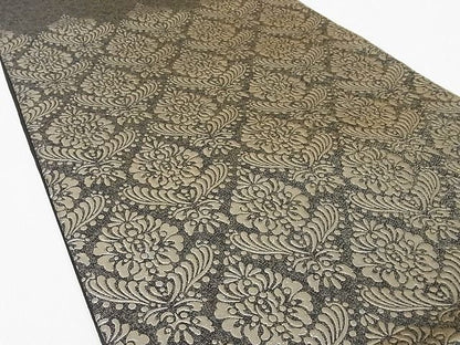 平和屋本店●極上　金彩友禅　卓越技能者・名工・和田光正 太鼓柄袋帯 洋花文 菱文 黒地 一蔵コレクション 正絹 逸品 4kk10033