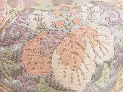 平和屋着物■六通柄袋帯 唐織 地紙吉祥花文 金銀糸 逸品 du4078