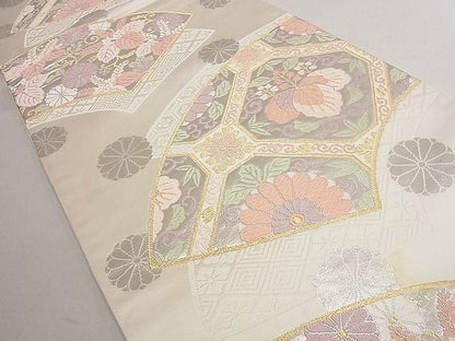 平和屋着物■六通柄袋帯 唐織 地紙吉祥花文 金銀糸 逸品 du4078