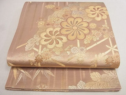 平和屋着物■六通柄袋帯 草花文 金糸 逸品 du4101