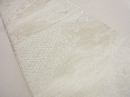 平和屋着物■六通柄袋帯 流水吉祥花文 銀糸 du4127