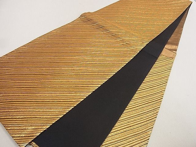 平和屋着物■六通柄袋帯 斜縞 金糸 逸品 du4134