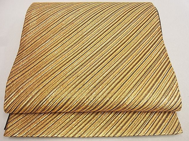平和屋着物■六通柄袋帯 斜縞 金糸 逸品 du4134