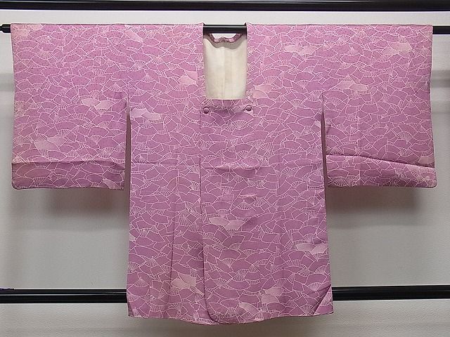 平和屋着物■道行コート　扇面文　逸品　dy8218