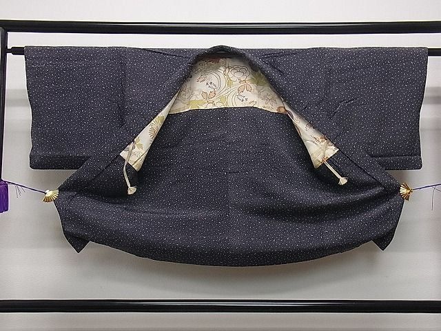 平和屋着物■羽織 舞花文 黒地 逸品 dy8262