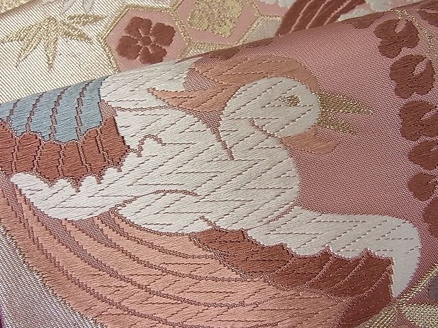 平和屋着物■六通柄袋帯 唐織 鳳凰花丸文 金糸 逸品 ut7354