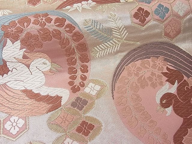 平和屋着物■六通柄袋帯 唐織 鳳凰花丸文 金糸 逸品 ut7354