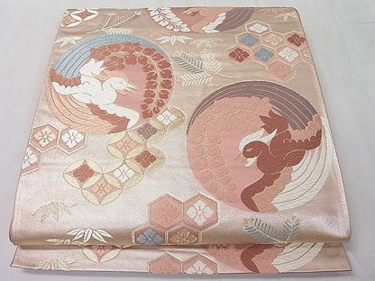 平和屋着物■六通柄袋帯 唐織 鳳凰花丸文 金糸 逸品 ut7354