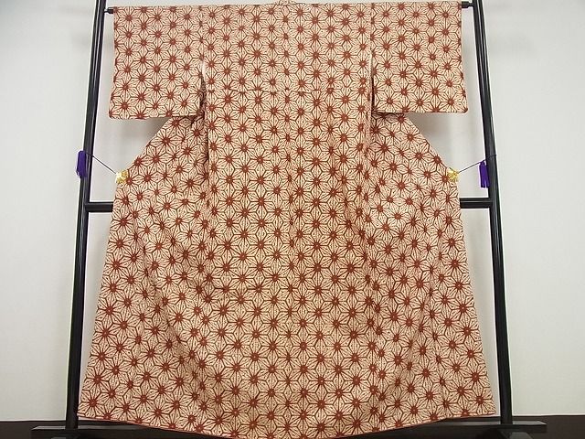 平和屋本店●極上　岩手の匠　草紫堂　南部絞り　茜染　綿　逸品4s248