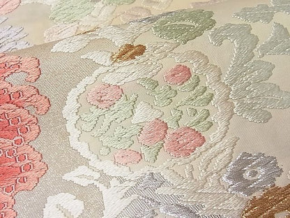平和屋着物■六通柄袋帯 唐織 吉祥花文 金糸 逸品 ut7477