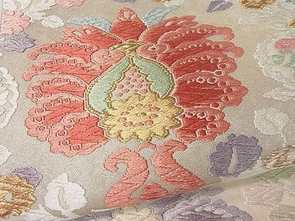 平和屋着物■六通柄袋帯 唐織 吉祥花文 金糸 逸品 ut7477