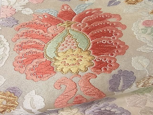 平和屋着物■六通柄袋帯 唐織 吉祥花文 金糸 逸品 ut7477