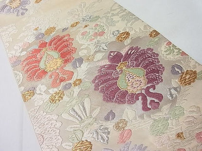 平和屋着物■六通柄袋帯 唐織 吉祥花文 金糸 逸品 ut7477