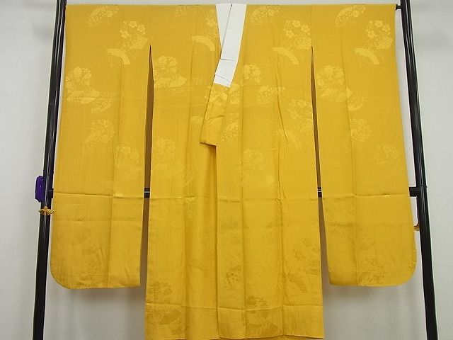 平和屋本店●希少　名門　藤娘きぬたや・総絞り　振袖・長襦袢セット　草花文　落款有り　逸品4s280