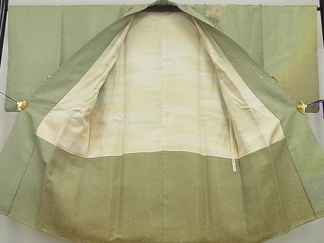 平和屋本店∞最高級　初代　久保田一竹　幻の辻が花　道中着　ロング丈　金通し地　パールトーン加工　逸品4s290