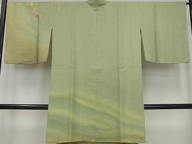 平和屋本店∞最高級　初代　久保田一竹　幻の辻が花　道中着　ロング丈　金通し地　パールトーン加工　逸品4s290