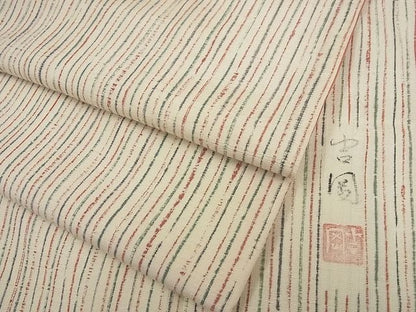 平和屋本店●極上　染司よしおか　五代目　吉岡幸雄　紬　縞　逸品4s299