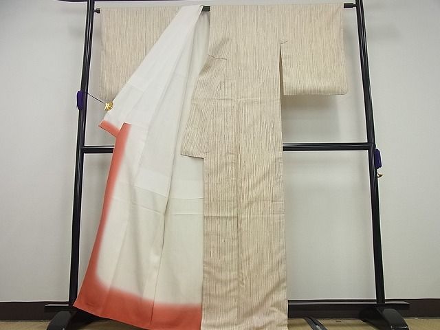 平和屋本店●極上　染司よしおか　五代目　吉岡幸雄　紬　縞　逸品4s299