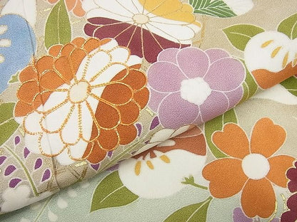 平和屋本店●極上　創業460年・千總　訪問着　駒刺繍　霞草花文　金彩　小田急扱い　逸品4s314
